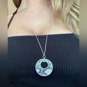 Black and silver long chained necklace